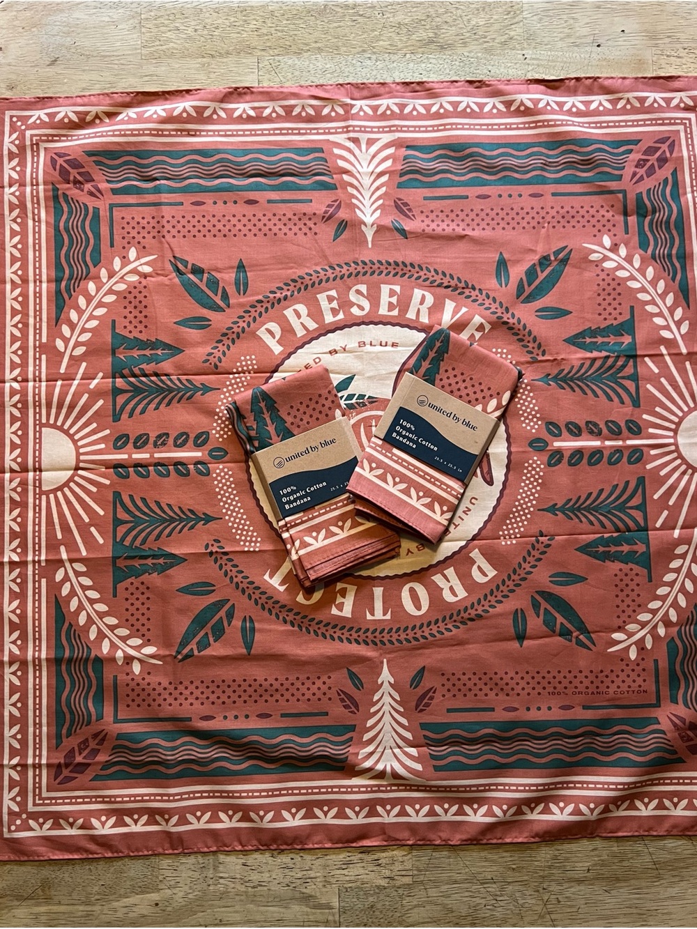 United By Blue ONE (1) New 100% Organic Cotton Bandana Blush